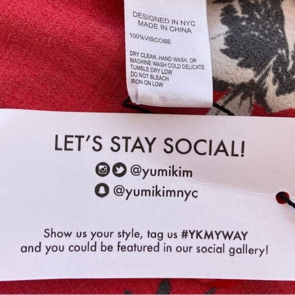 Yumi Kim NWT Shore Thing Tango Red Black Floral Mini Plunge Dress XS MSRP $238 - Picture 9 of 14